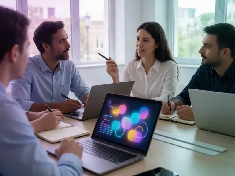 Leadership team in an AI strategy workshop around a meeting table